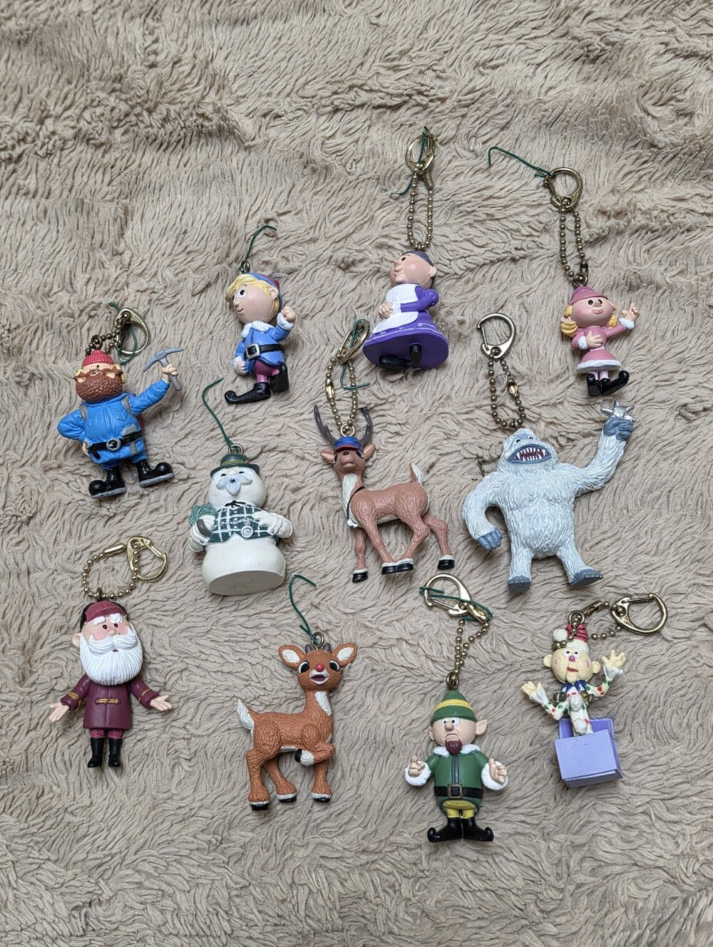 Lot Vintage Island Of Misfit Toys, Rudoloh Red Nose Reindeer Character Keychains